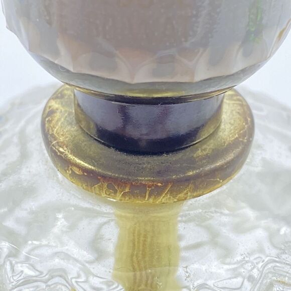 Vtg Table Lamp Chunky Diamond Glass Clear Brass Insert & Base No Shade 90s Y2K - Picture 4 of 13